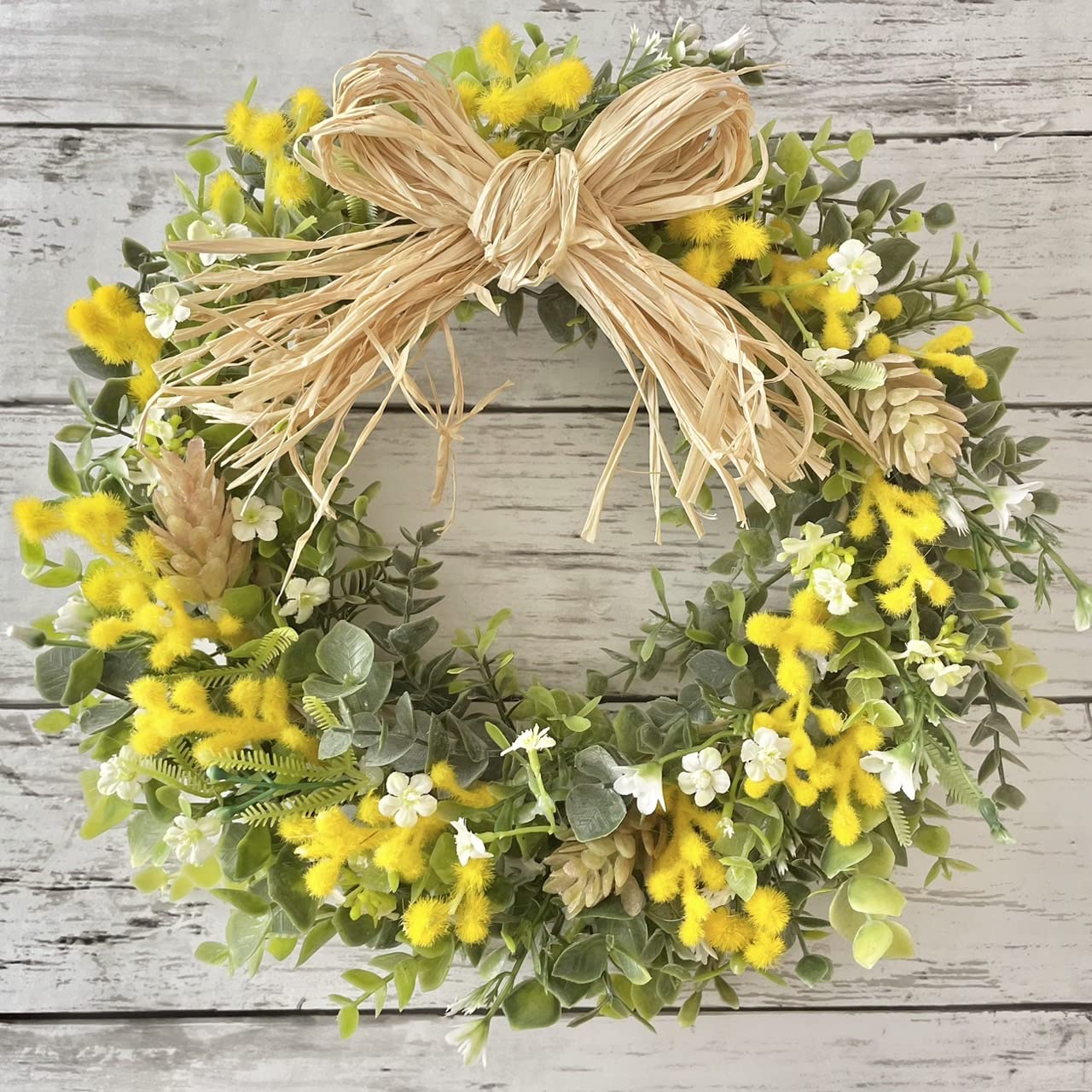フラワーリース アーティフィシャルフラワー ミモザ ナチュラル 造花