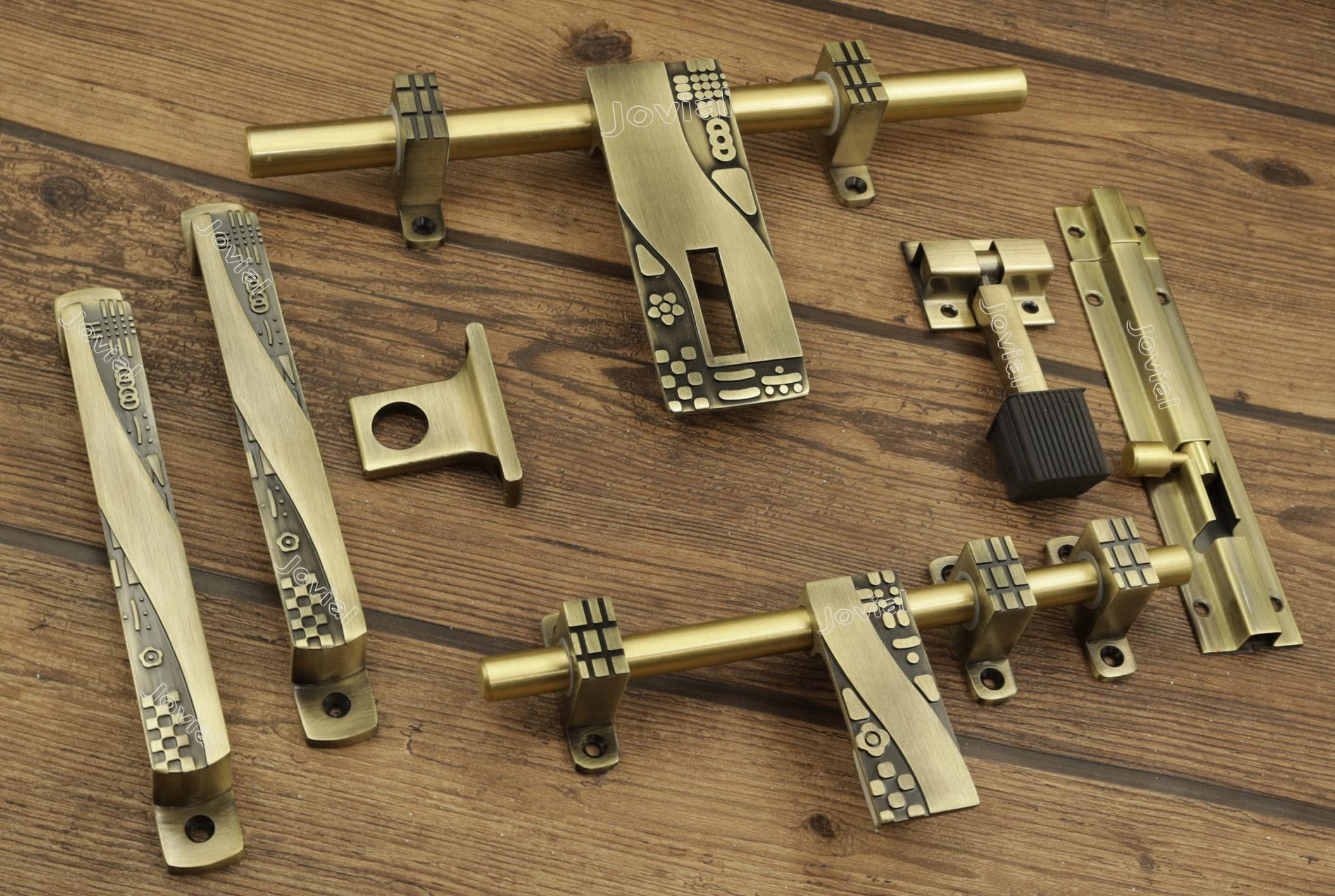 Jovial 1022 - Single Door - Door Fittings Kit, Door Accessories Kit, Door Kit Set (10"-1 Aldrop, 8"-1 Latch, 2 Handles, 1 Tower Bolt and 1 Door Stopper, Finish : Antique Brass) (B084DVF949) Amazon Price History, Amazon Price Tracker