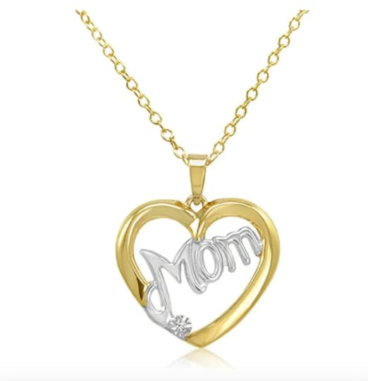 Two Tone Diamond Mom Heart Pendant 