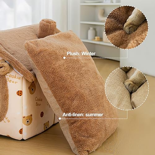 Miniatura 4 de BOSERMEN Cama tipo cueva para gatos, cama lavable para perro, cálido y acogedor iglú de felpa para gatos, casa plegable y cómoda para mascotas, cama