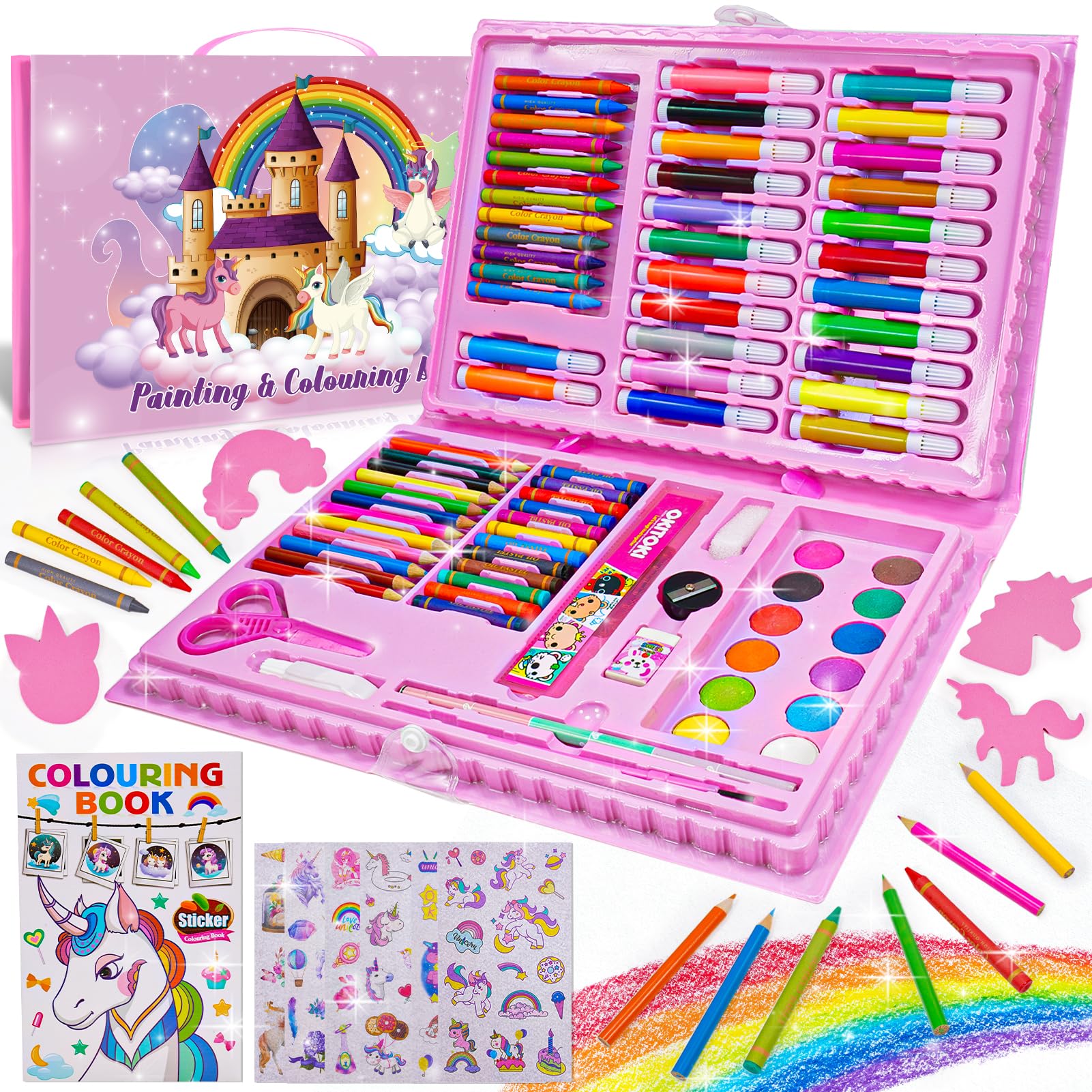 Regalo Niña 3-10 Años, Maletin Pinturas para Niños Juguetes Niños 3-12 Años Pinturas para Niños Manualidades Miños 3-10 años Unicornios para Niñas Regalos Cumpleaños Niños Colegio