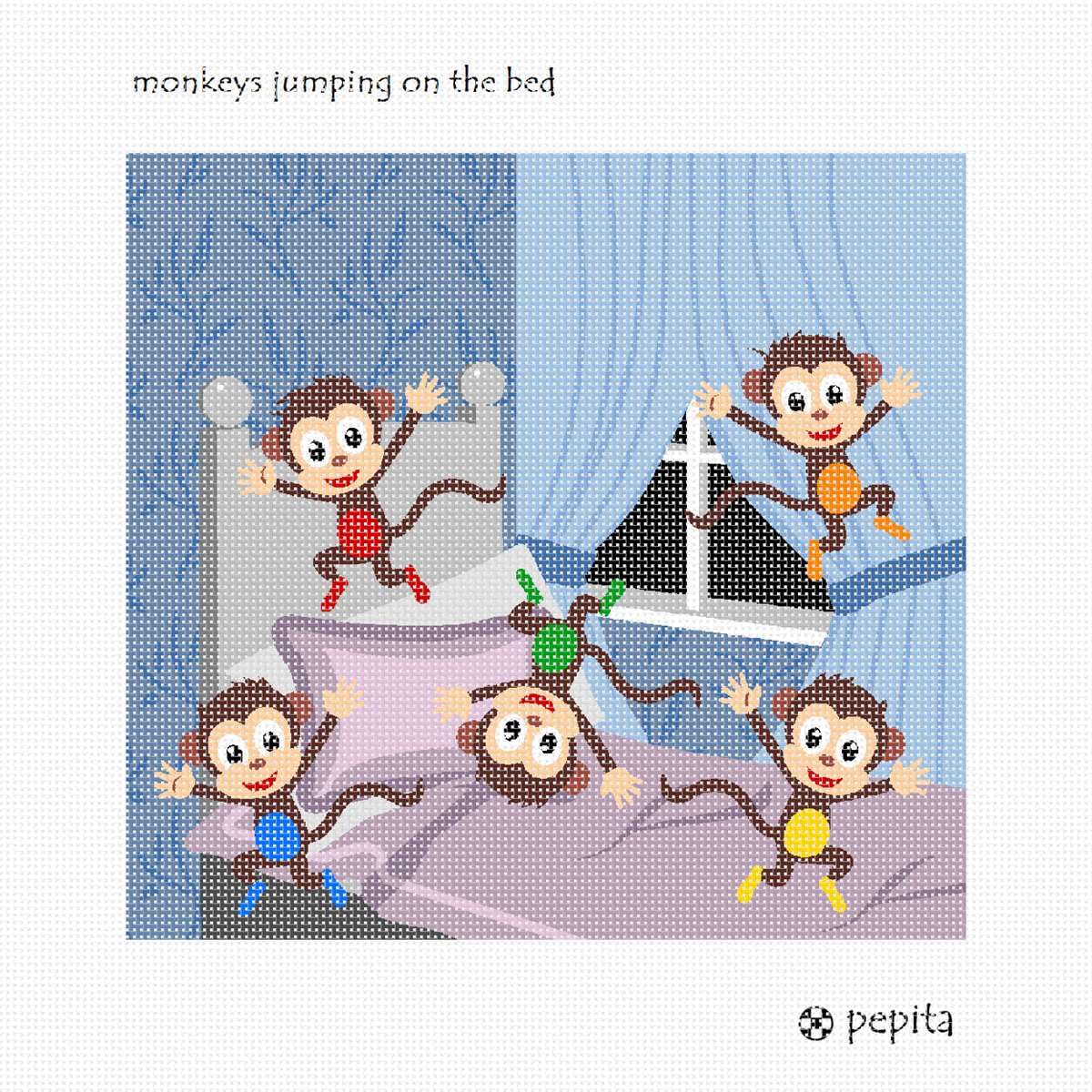 Pepita Needlepoint kit: Monkeys Jumping On The Bed, 10