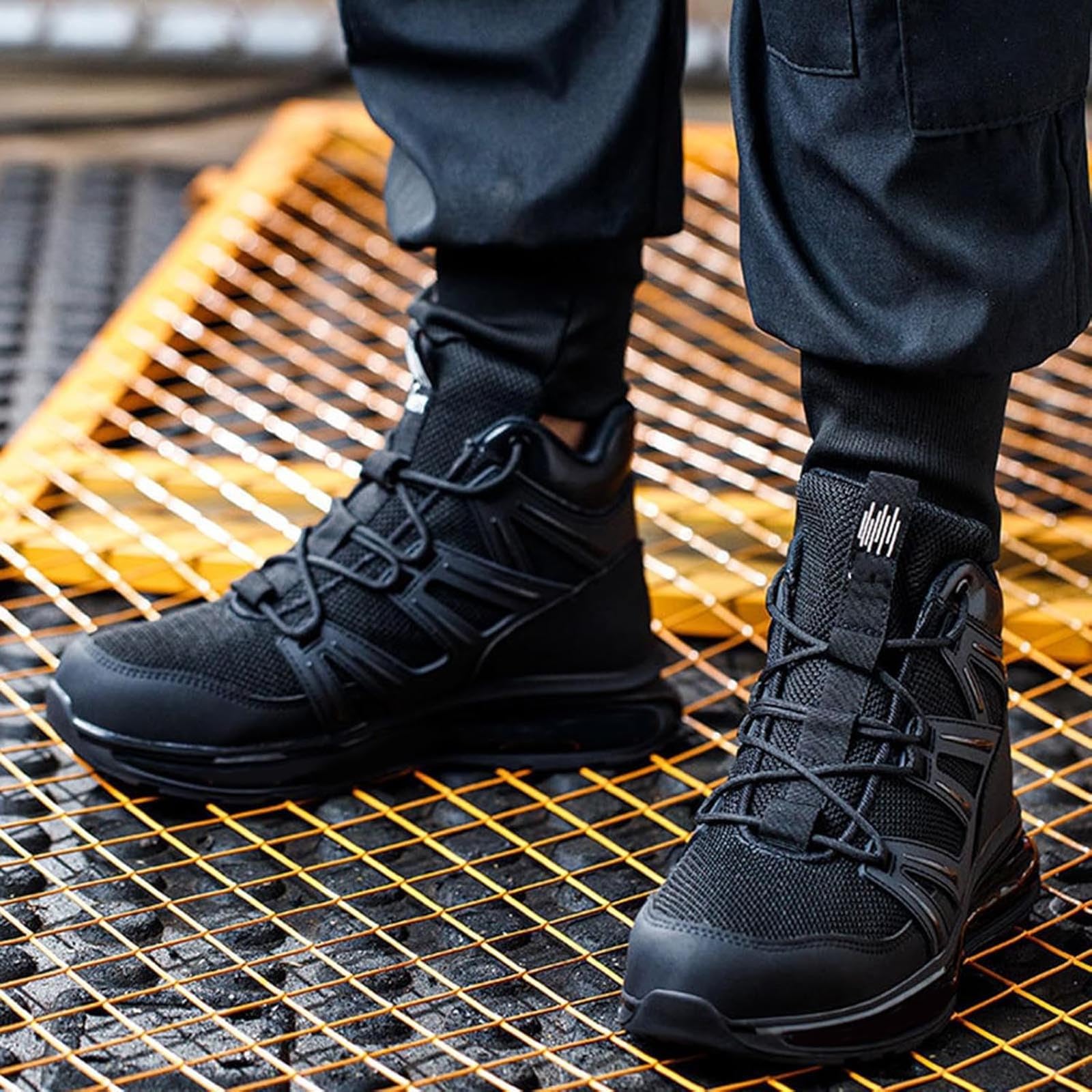 Męskie wysokie trampki sportowe na co dzień sznurowane buty do chodzenia oddychające siatkowe obuwie do kostki do codziennego noszenia, Khaki, 39.5 EU