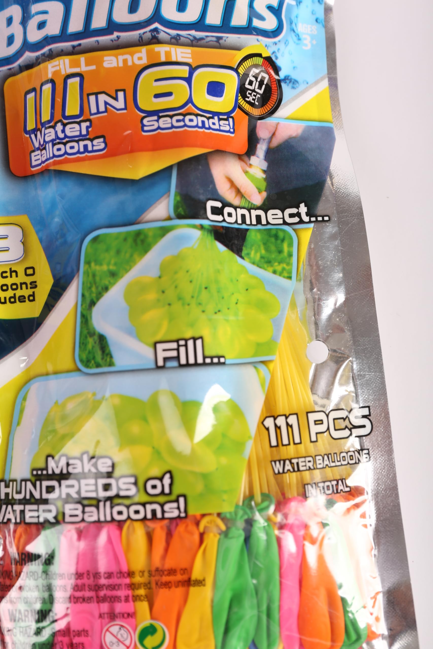 111 Pcs Colorful Water Balloons Fast Inflatable Water Balloons Suitable for Kids Ages 3+