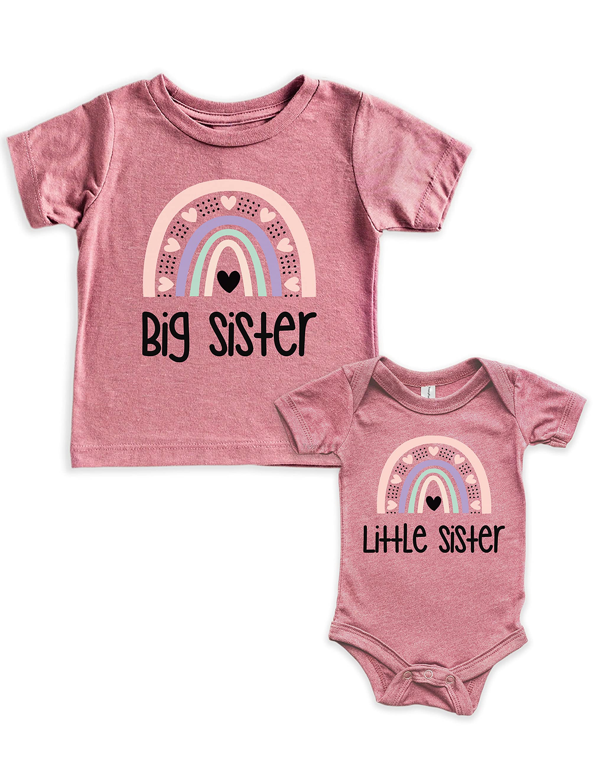 Teeny FoxRainbow Big Little Sis Sister Set Gift For Sibling Matching Outfits