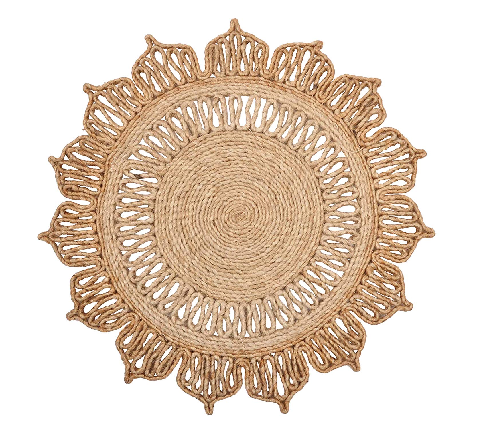 Natural Jute Star Placemats, Natural Brown, 14 Inch, Set of 2