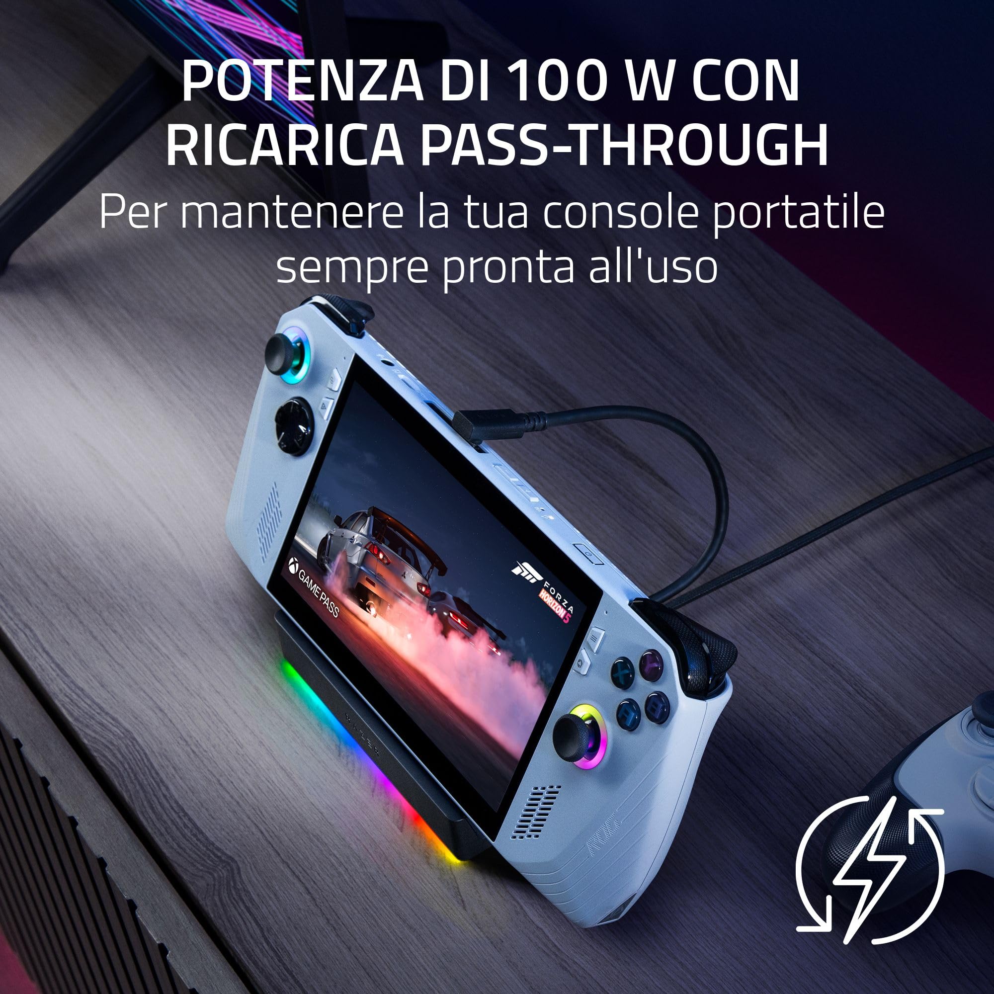 Razer Handheld Dock Chroma - Hub di ricarica HDMI 6 porte per dispositivi mobili di gioco o tablet (3x USB-A, 1x HMDI, 1 USB-C 100W Passthrough Charging, 1x GbE) Nero