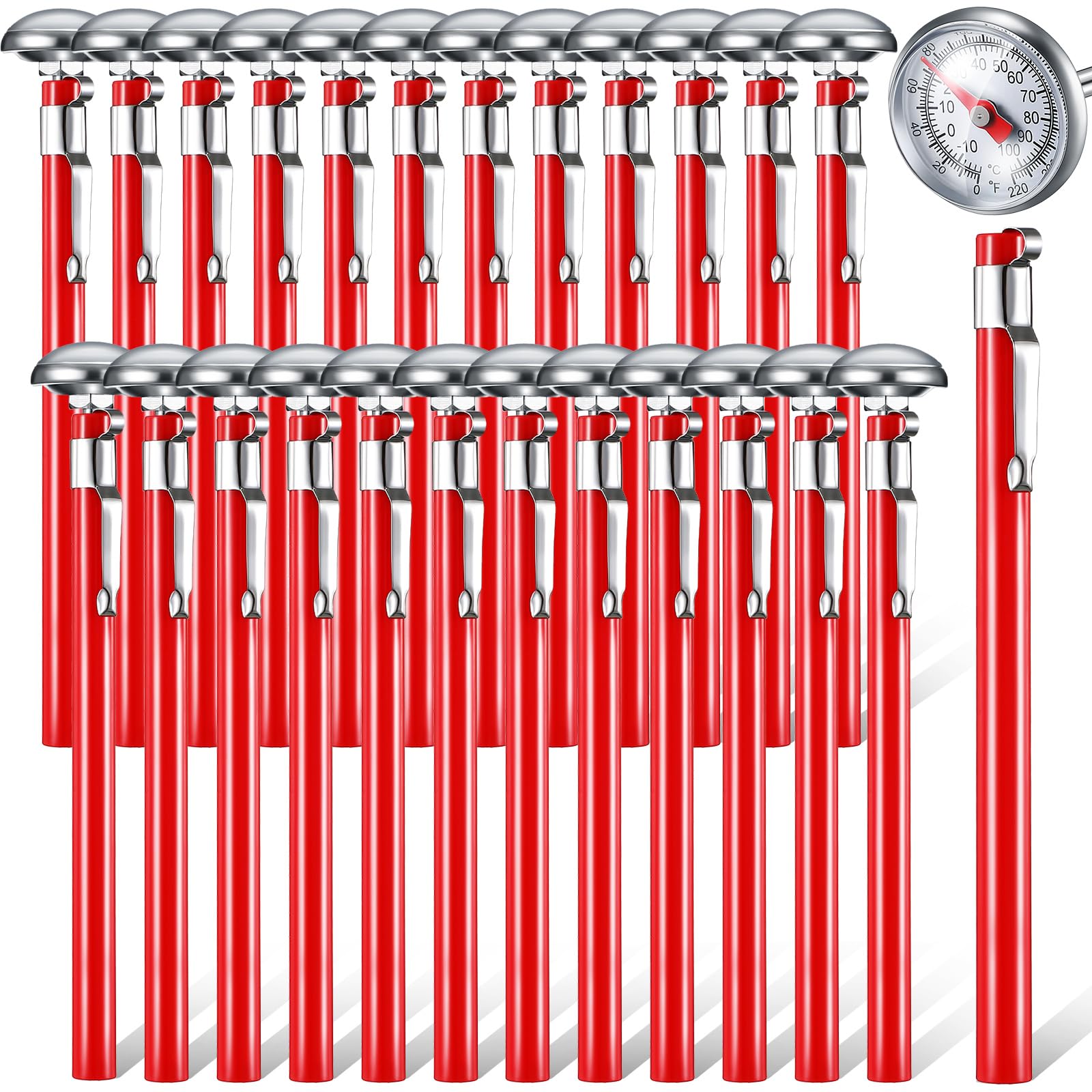 Xuhal Thermomètre de cuisine en acier inoxydable avec tige de 12,7 cm de long, cadran de 2,5 cm, thermomètre pour mousser le lait, thermomètre pour four, viande, mousse, barbecue, cuisine, chocolat,