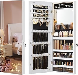 SONGMICS Mirror Jewelry Cabinet Armoire Organizer, Wall or Door Mount St...