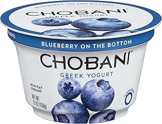 Chobani Greek Yogurt, Blueberry, 5.3 Ounce (Pack of 12)