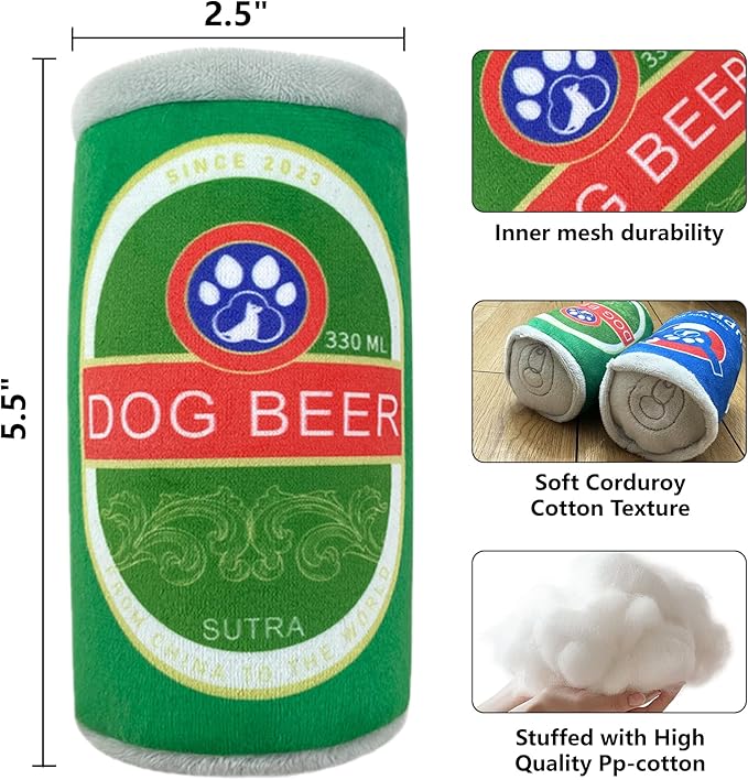 Juguete de Peluche Squeaky para Perro - Mordible Sonoro con Tema de Cerveza miniatura 5