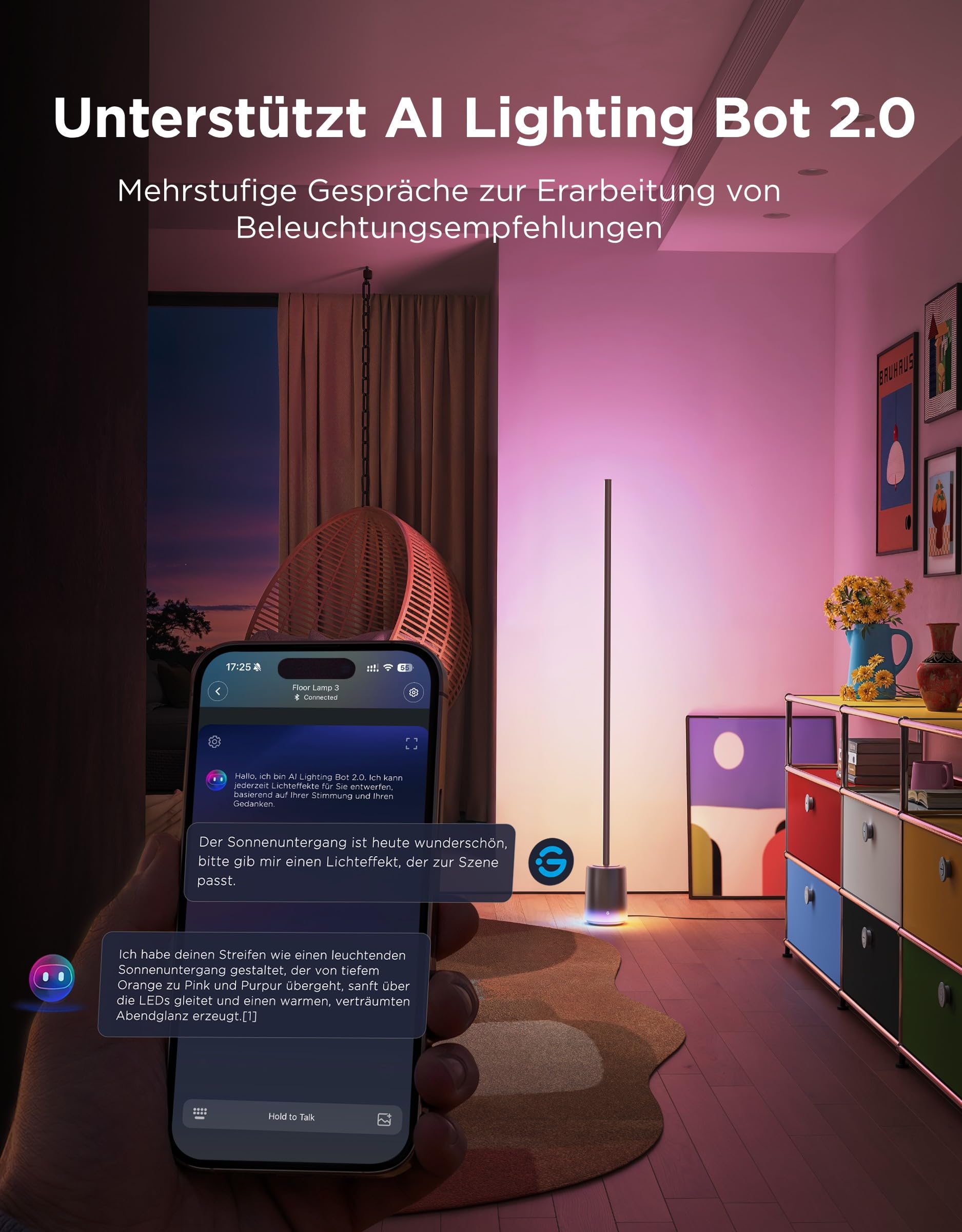 Govee Lampada da Terra 3 RGBIC, Luci LED Compatibile con Alexa e Matter, 152cm Dimmerabile 2100lm con Telecomando e APP, 100 Modalità, Lampada per Comodino, Camera da Letto e Salotto, Nero