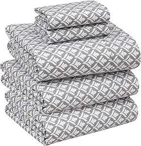 RUVANTI 100% Cotton Split King Sheets Sets for Adjustable Bed, 5 PCs, Soft & Breathable Percale Weave Bedding, Deep Pocket 16", Hotel Standard, Crisp Feel & Durable Floral Sheet, Idiomatic Expression