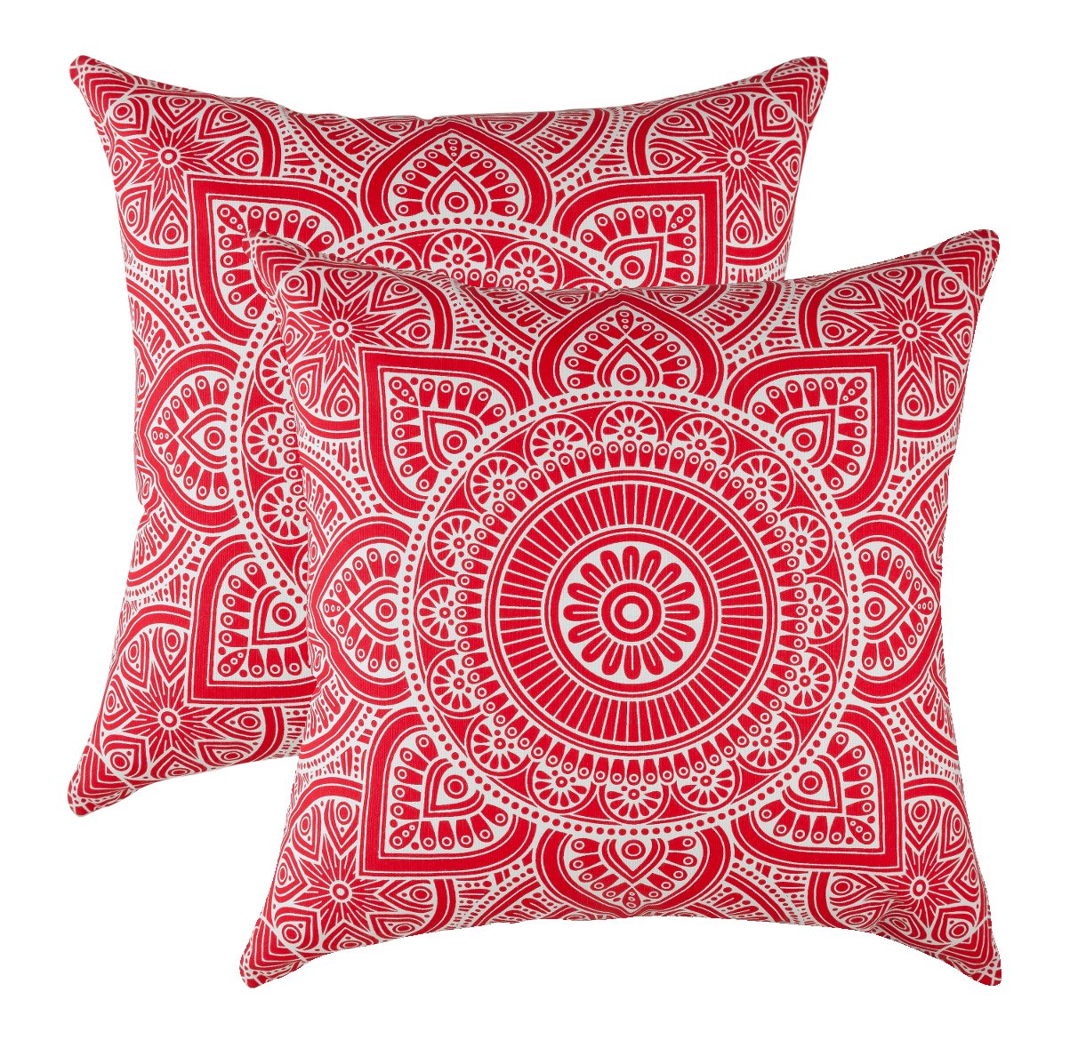 TreeWool Dekorativer Kissenbezug (55 x 55 cm, Rot) Mandala Design 100% Baumwolle (2er Pack)