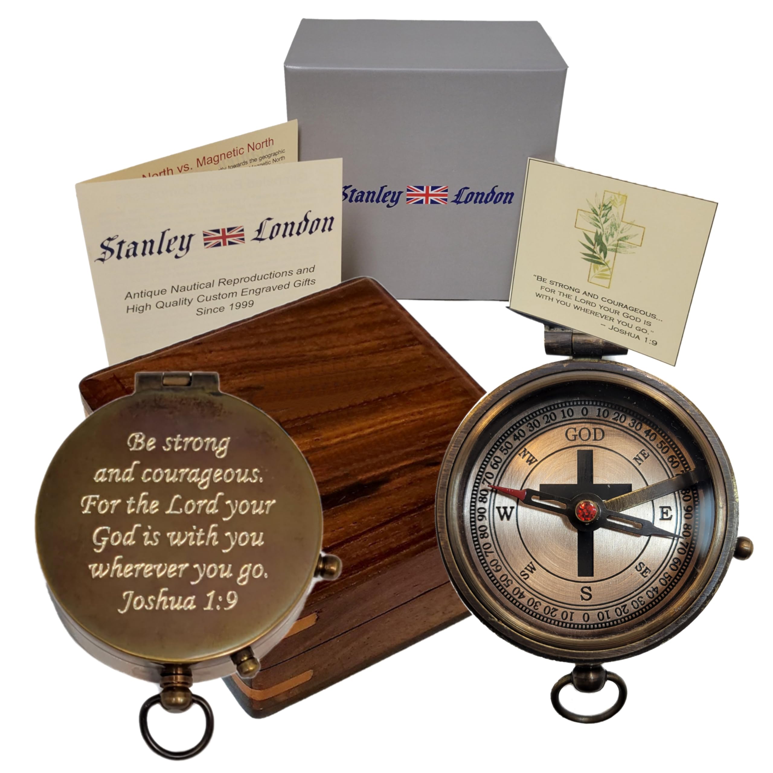 Compass With Bible Verse Brass Compass Engraved With Joshua 1:9 Bible ...