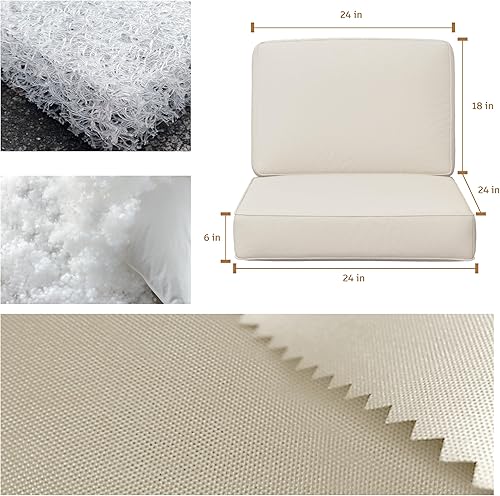 Miniatura 3 de Juego de cojines de asiento profundo al aire libre impermeable, resistente a la decoloración, cojines de muebles de patio con funda extraíble Cojín