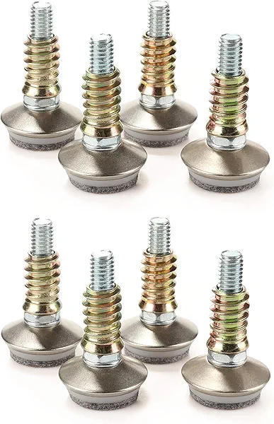 HOTTARGET Furniture Levelers - Adjustable Leveling Legs for Tables Chairs Cabinets Felt Pads Included (8, D34mm Silver)