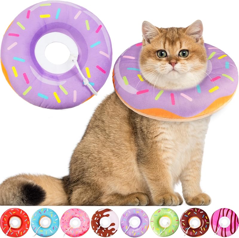 Colar de Recuperação para Gatos Hpetppy em Formato de Donut, Macio e Ajustável – 24,38 x 24,38 x 8,13 cm, 91 g
