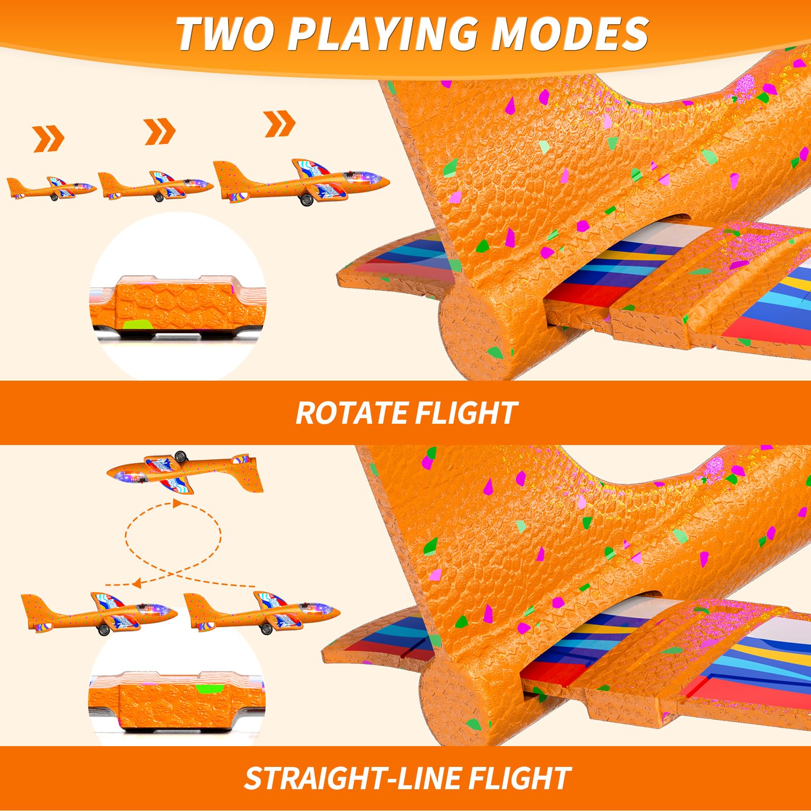 JUKUDAHU 3 Pack Airplane Launcher Toys for Kids 3-8, 2 Flight Modes Foam Plane Glider Catapult Includes 10 Soft Darts - Image 2