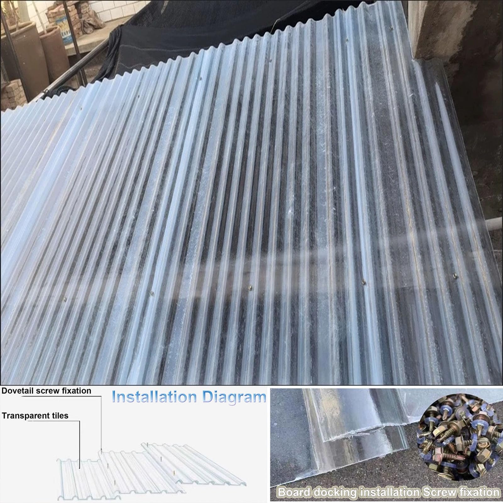 1.2mm Paneles Para Tejado,2/4/6/9/10/12/16/20pcs Chapa Ondulada Para Invernaderos,FRP Con Resistencia A Los Rayos UV,Lámina Techo Aislante,Placa Ondulada Silencioso (0.9×1.2m,2pcs)