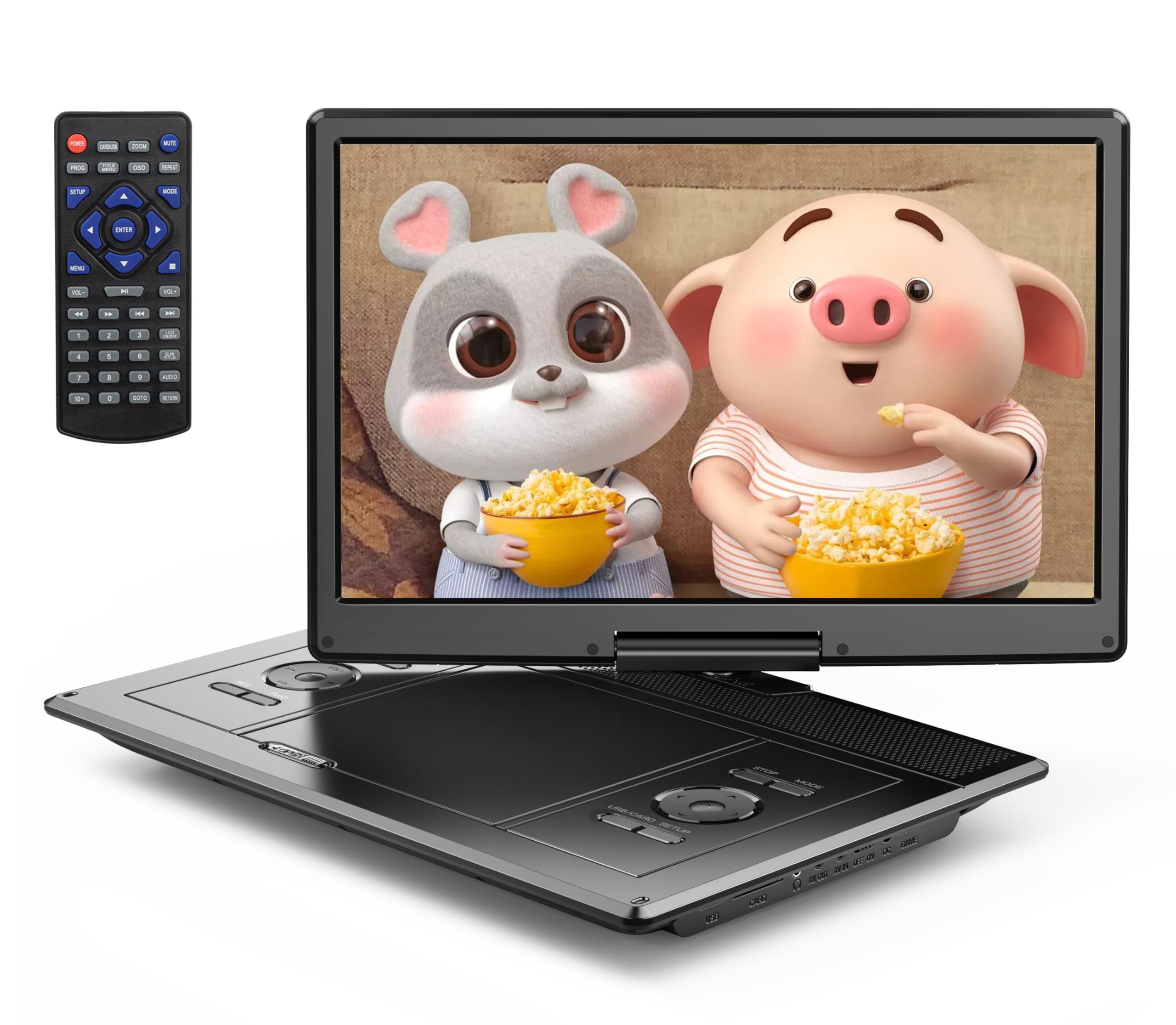 Yoton16,9" Tragbarer DVD-Player mit 14,1" HD-Drehbildschirm, ideal fürs Auto, 6 Stunden Akkulaufzeit, intelligente Speicherwiedergabe, USB/SD-Karten-Unterstützung [Kein Blu-ray-Support]