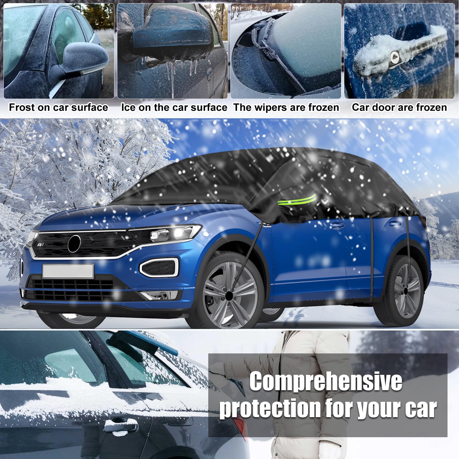 Outdoor Autohoes Voor Volkswagen T-Roc Tiguan Touareg Up!| Waterbestendig Sneeuw Regen UV Voertuigdekking Aangepaste Oxford Auto Zeildoek Met Deurritssluiting BRFDC