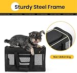Conlun Cat Carrier Airline Approved, Soft-Sided Dog Carrier with Inner Safety Leash, Pet Transport Carrier for Small-Medium Cats Puppies up to 15 Lbs, Collapsible Travel Kitten Carrier Bag -Black M