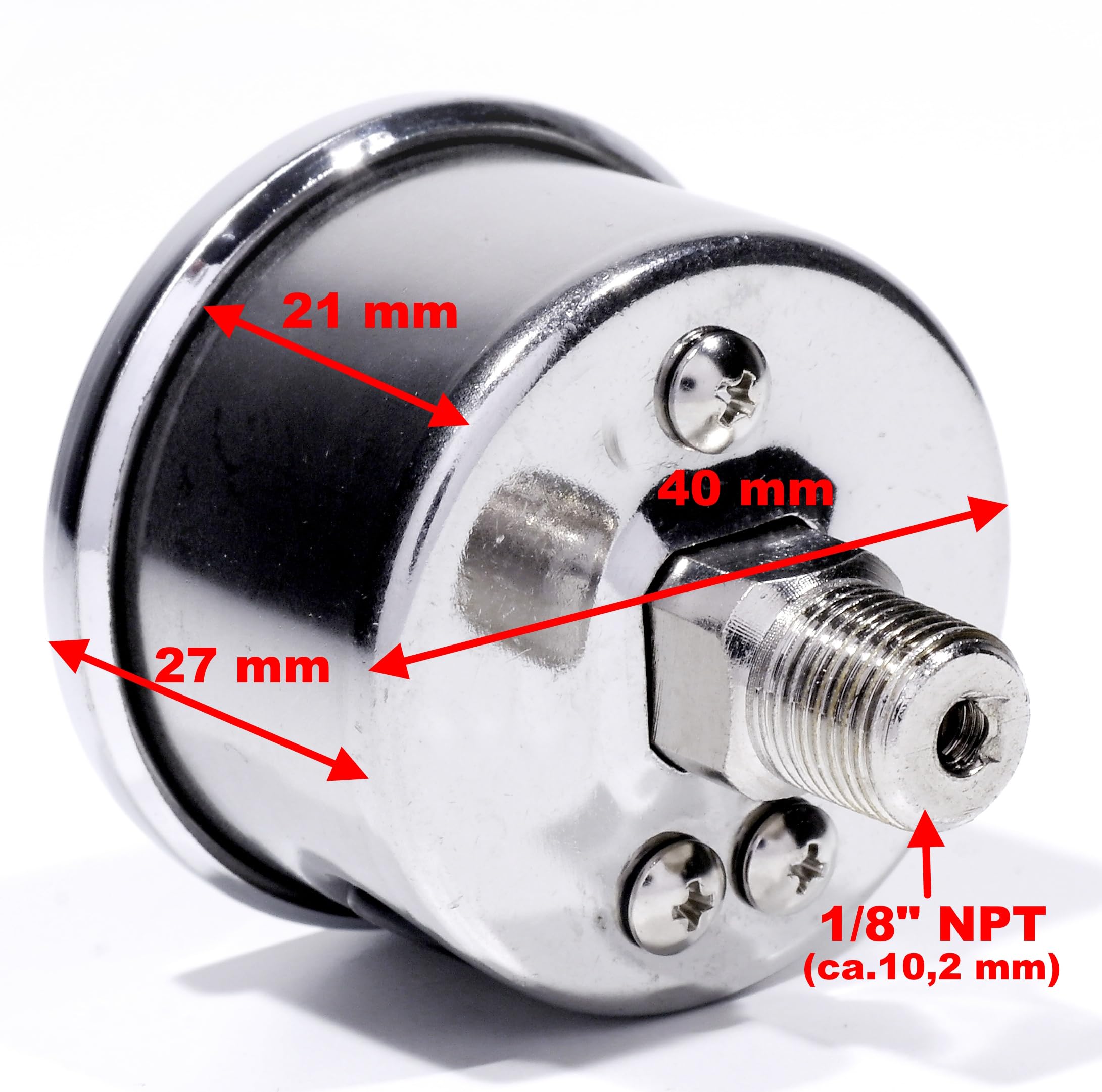 Öldruckmanometer Chrom Silber 60 PSI 4 Bar - Für Harley Motorrad Auto Boot Universal
