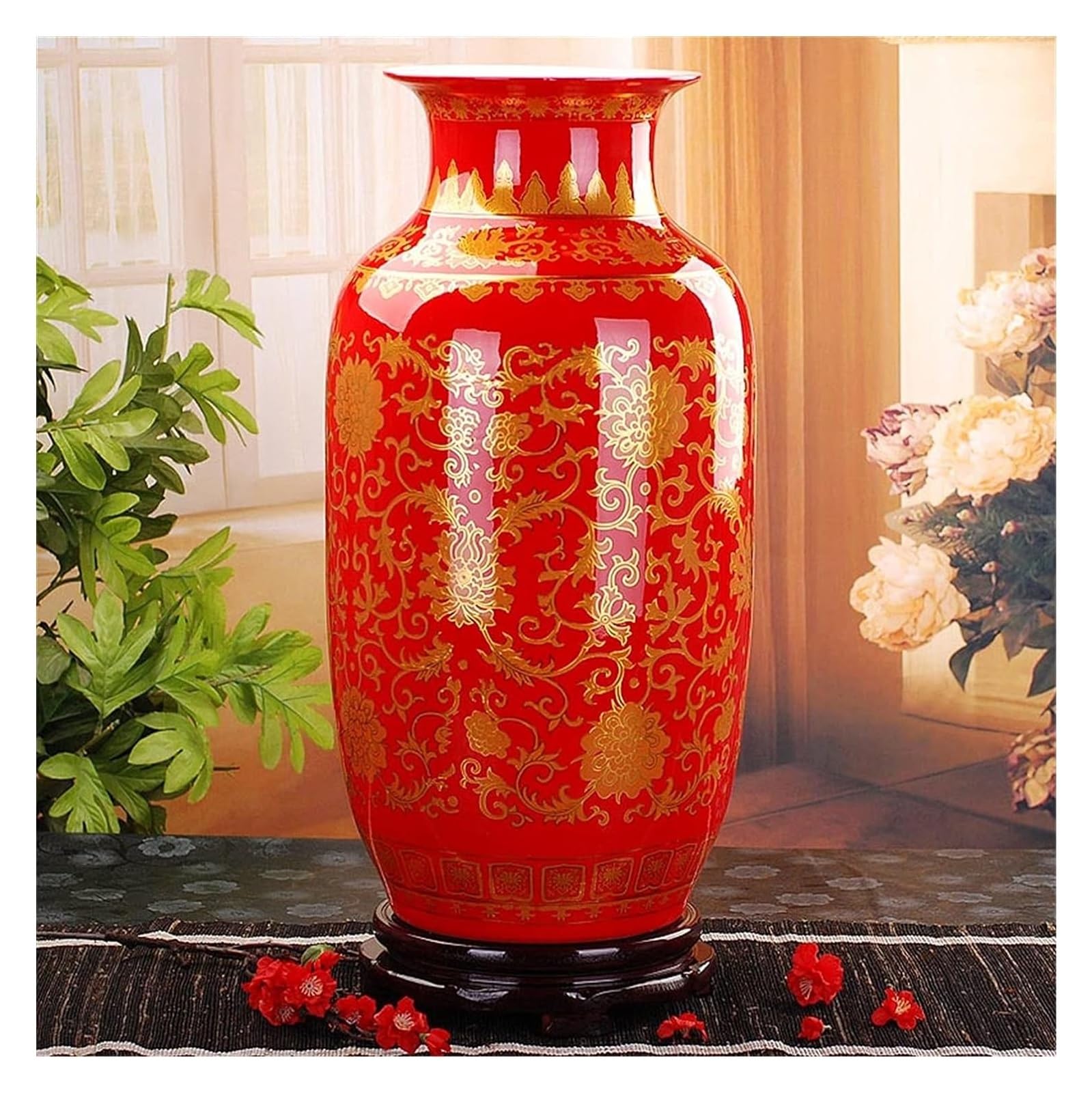 SnamicE Vase Tabletop Floral Vase Jingdezhen Vase Floor Ceramic Black Golden Antique Large Vase Furnishing Articles Sitting Room Large Floor Vases Decorative Vase,D