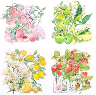 YOVOY かわいい コラージュシール ステッカー 花 植物 透明 大きいサイズ フレークシールセット 手帳 日記 カレンダー 写真 アルバム ノート ジャンクジャーナル 日記 パソコン モバイフォ コップなどのデコレーションシール デザインペーパー ４０枚