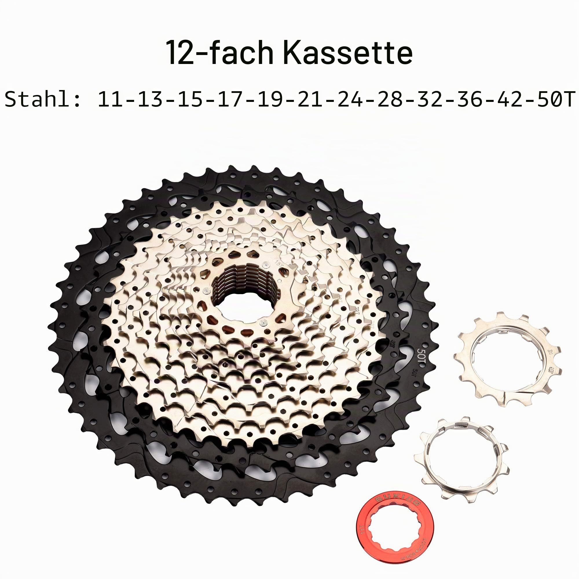 BESNIN Kassette 12-Fach 11-50T/11_52T Fahrrad Kassette, Kassetten & Ritzel für Fahrrad Ersatzzubehör