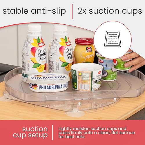 Miniatura 3 de Lazy Susan para refrigerador - Organizador de refrigerador giratorio de 360° y bandeja de almacenamiento para refrigerador, gabinete y despensa