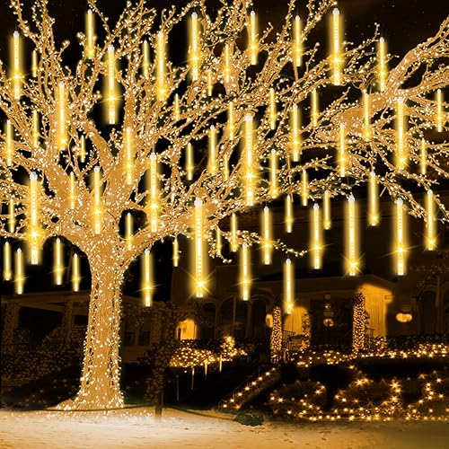 Luces de Navidad al aire libre 240 luces LED de lluvia de meteoritos de 118 pulgadas 10 tubos con enchufe UL impermeable nieve caída de nieve luces