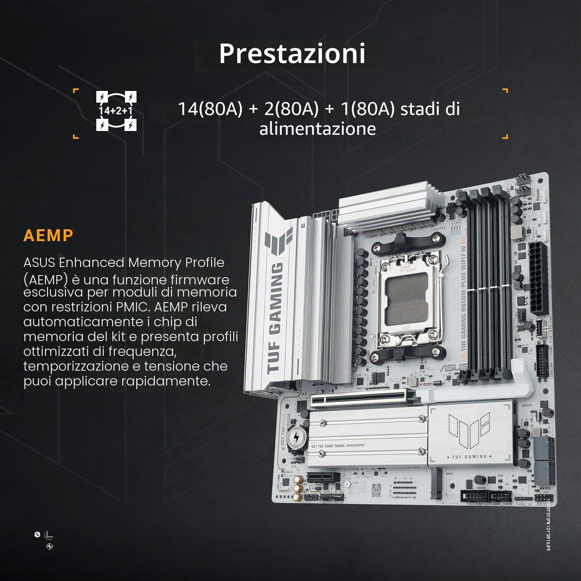 ASUS TUF GAMING B850M-PLUS WIFI7 W AMD B850 Socket AM5 micro ATX (TUF GAMING B850M-PLUS WIFI7 W)