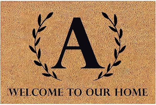 TUNKENCE Tapete duradero para puerta delantera, tapete de bienvenida para puerta delantera, para el interior del hogar, monograma con letra, tapete