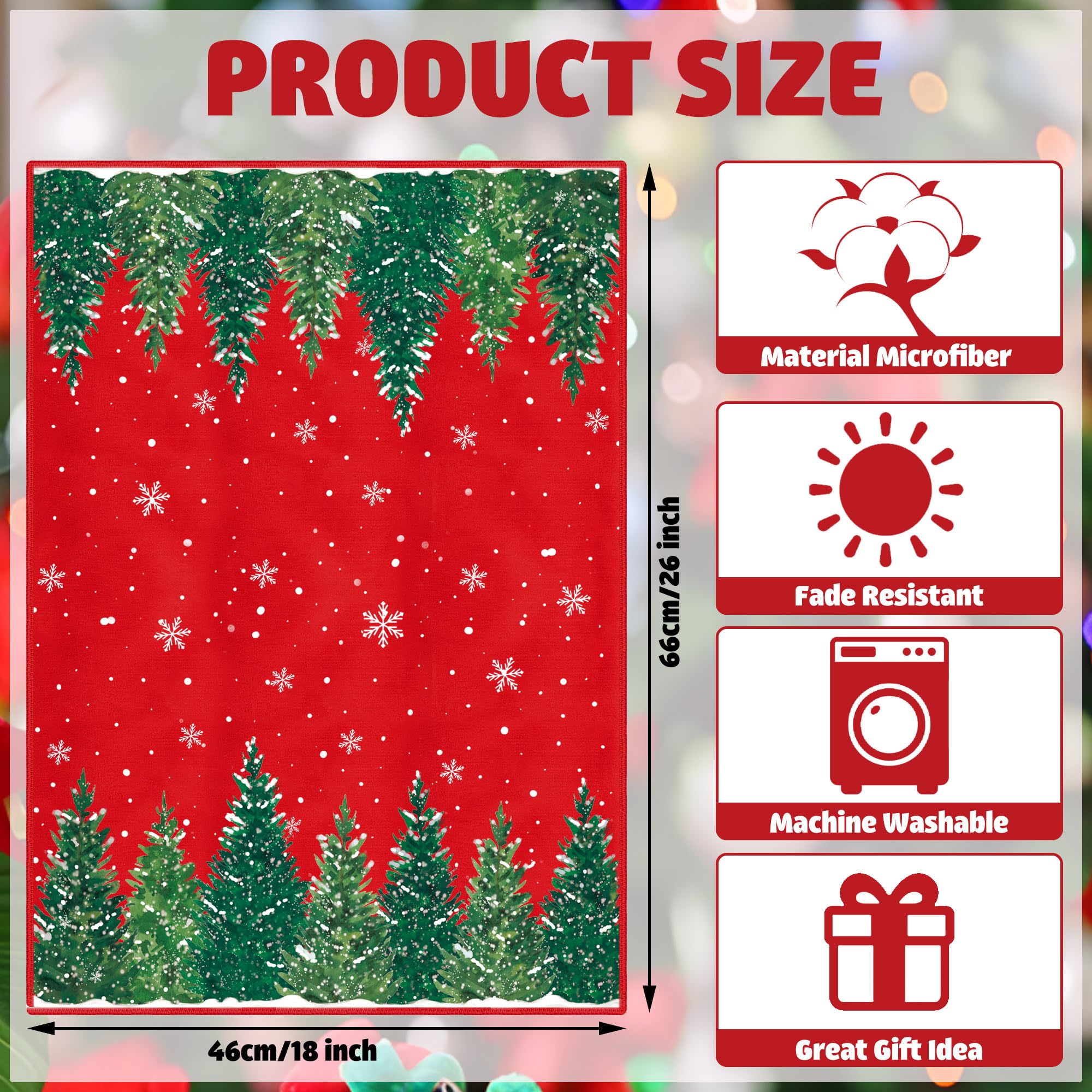 Christmas Kitchen Towels Set Of 4 - Xmas Tree Snowman Dish Cloths, 18x26 Inch Microfiber, Holiday Home Decor