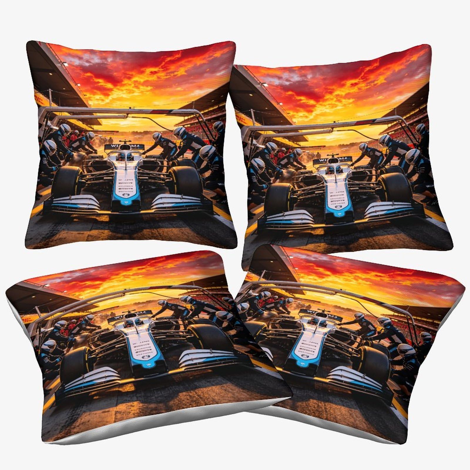 Dafufbw Formulaa Racing-5 Formulaa Racing Cushion Cover 45X45cm, 4Pcs, Pit Stop Throw Pillow Case Decor For Home Livingroom Couch Bedroom Sofa Decorate