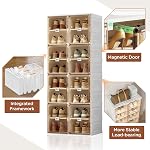 ANTBOX Shoe Organizer Storage Box, Portable Folding Shoe Rack for Closet with Magnetic Clear Door,Large Sneaker Cabinet Bins All-in-one Sturdy Easy Assembly 8 Layers-16 Grids