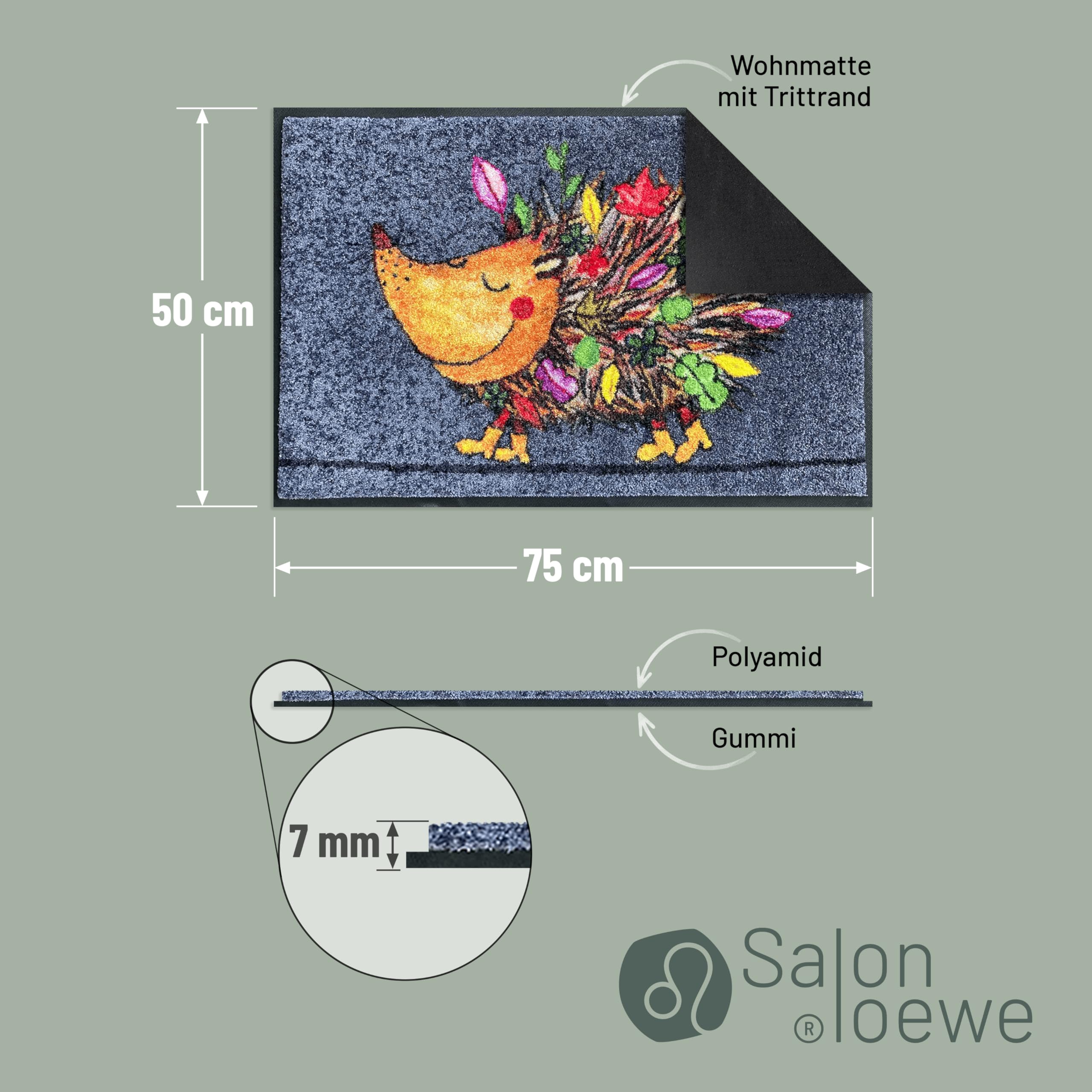 Salonloewe Fussmatte Funky Hedgy I Schmutzfangmatte & Fußabtreter für Innen 50 x 75 cm
