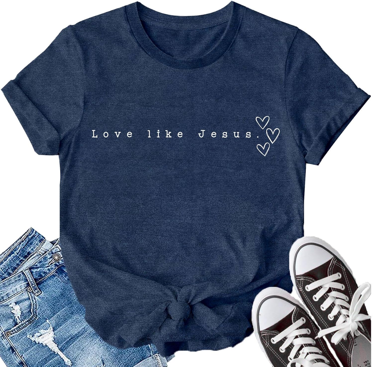 LBP Love Like Jesus Shirt Christian Minimalist Shirt for Women Faith-Based Tees Christian Tops
