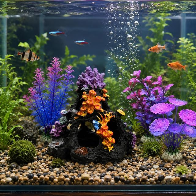 Foto 8 de 8 de LIULINY Cueva Decorativa Acuario, Decoración Arrecife Coral Artificial (B)
