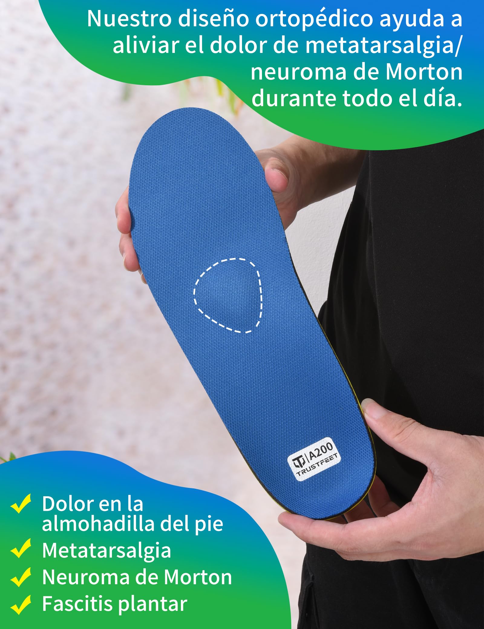 Trustfeet Plantillas ortopédicas con almohadilla metatarsal, adecuadas para fascitis plantar, dolor metatarsal, dolor de talón y pies planos, plantillas de soporte de arco para hombres y mujeres