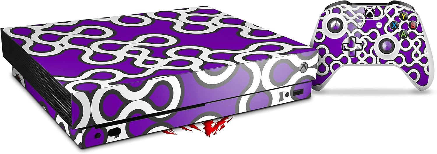 Decal Vinyl Skin Wrap Compatible with Xbox One X Console and Controller - Locknodes 03 Purple