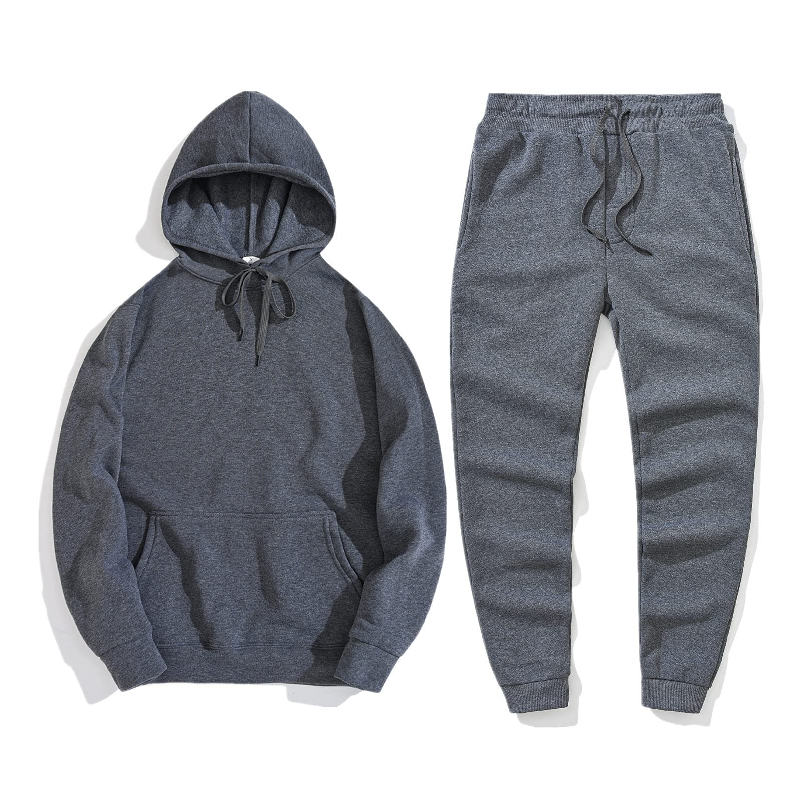 Completo uomo autunno inverno, felpa con zip e pantaloni, tinta unita, tessuto caldo e confortevole