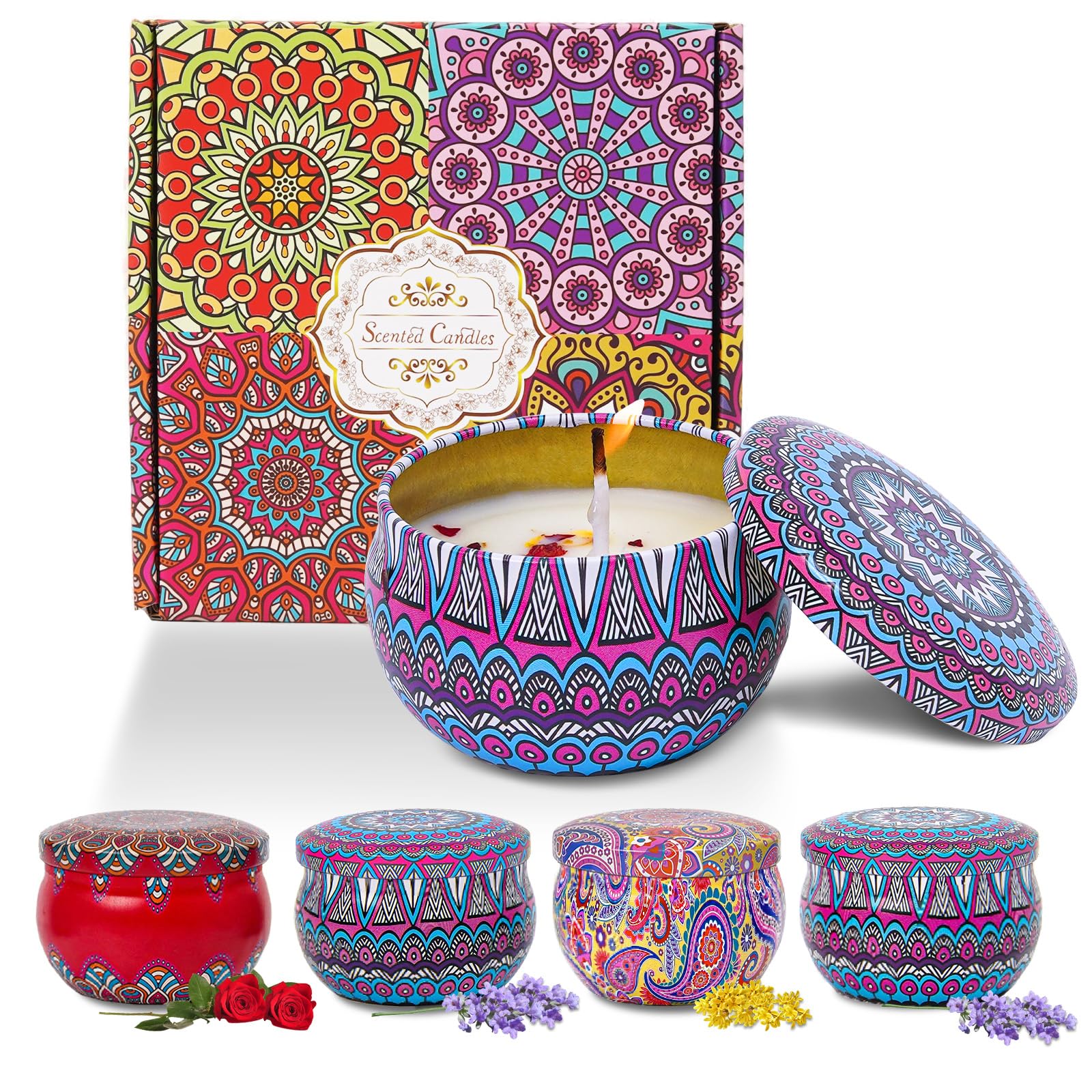 Mother’s Day Gift Set - Colorful Decorative Scented Candles - Long - Lasting Aromatherapy for Home, Perfect for Gifts, Relaxation & Bedroom Ambiance