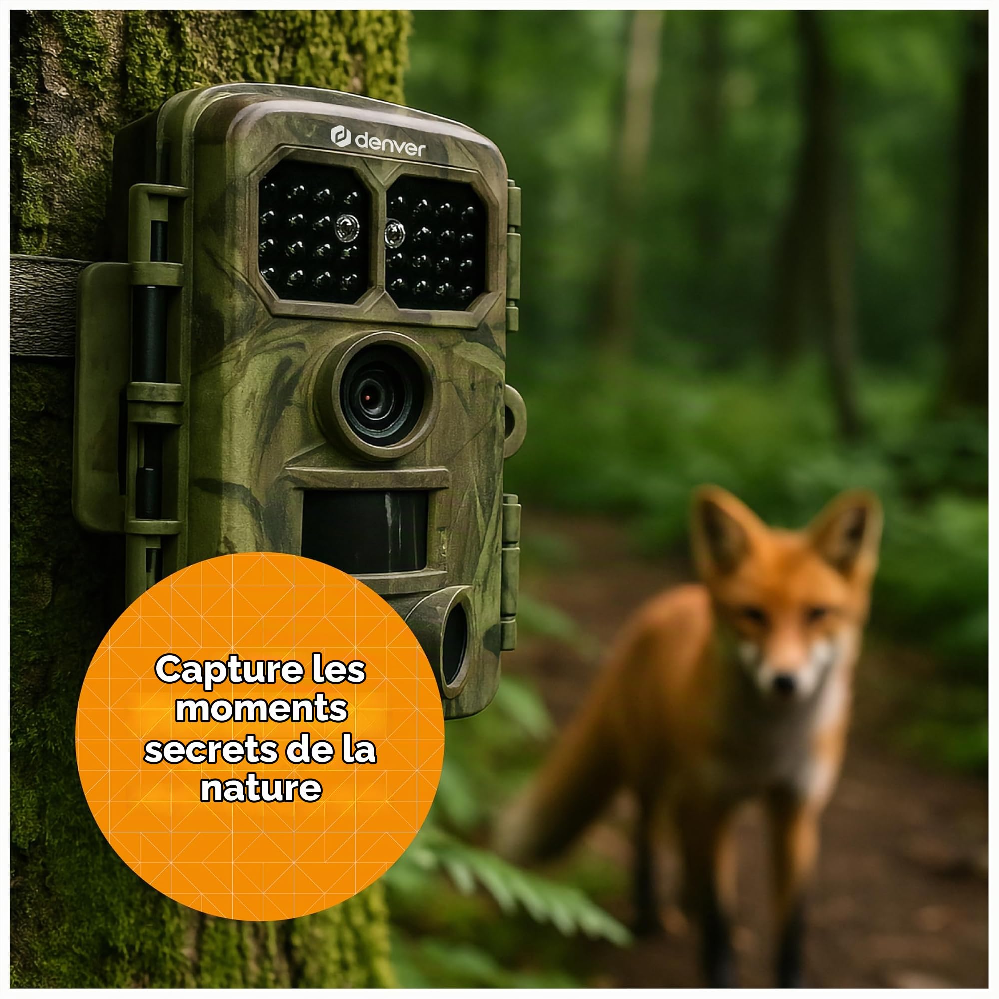 Denver WCT-8026W Caméra de Chasse Wi-FI/Bluetooth, 8 MP CMOS, vidéo 4K, Photos 48 MP, IP65, Vision Nocturne, TrailCam Go