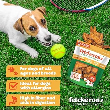 FETCHERONI Sweet Potato Dog Treats, Dehydrated Vegan Chews, 16oz