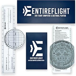 EntireFlight - E6B Flight Computer, Aviation Plotter, & Manual Box Set - Essential Pilot Accessories and Aviation Tools for Your Flight Bag - Use with IFR VFR Sectional Charts - Flight Calculator