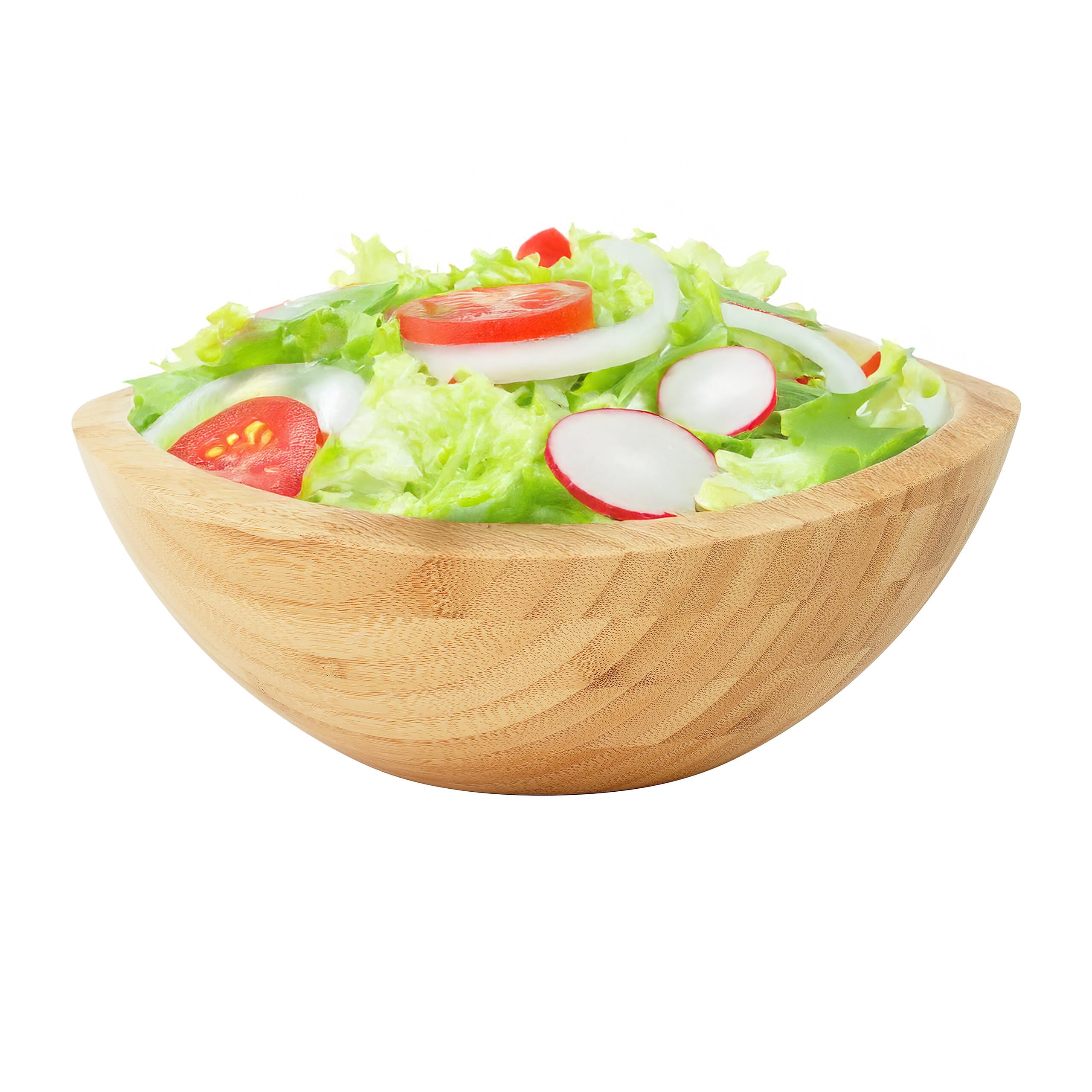 Relaxdays Insalatiera, bambù, Ovale, H x L x P: 10 x 25 x 23 cm, Ciotola per servire Insalata, Snack, Frutta, Naturale