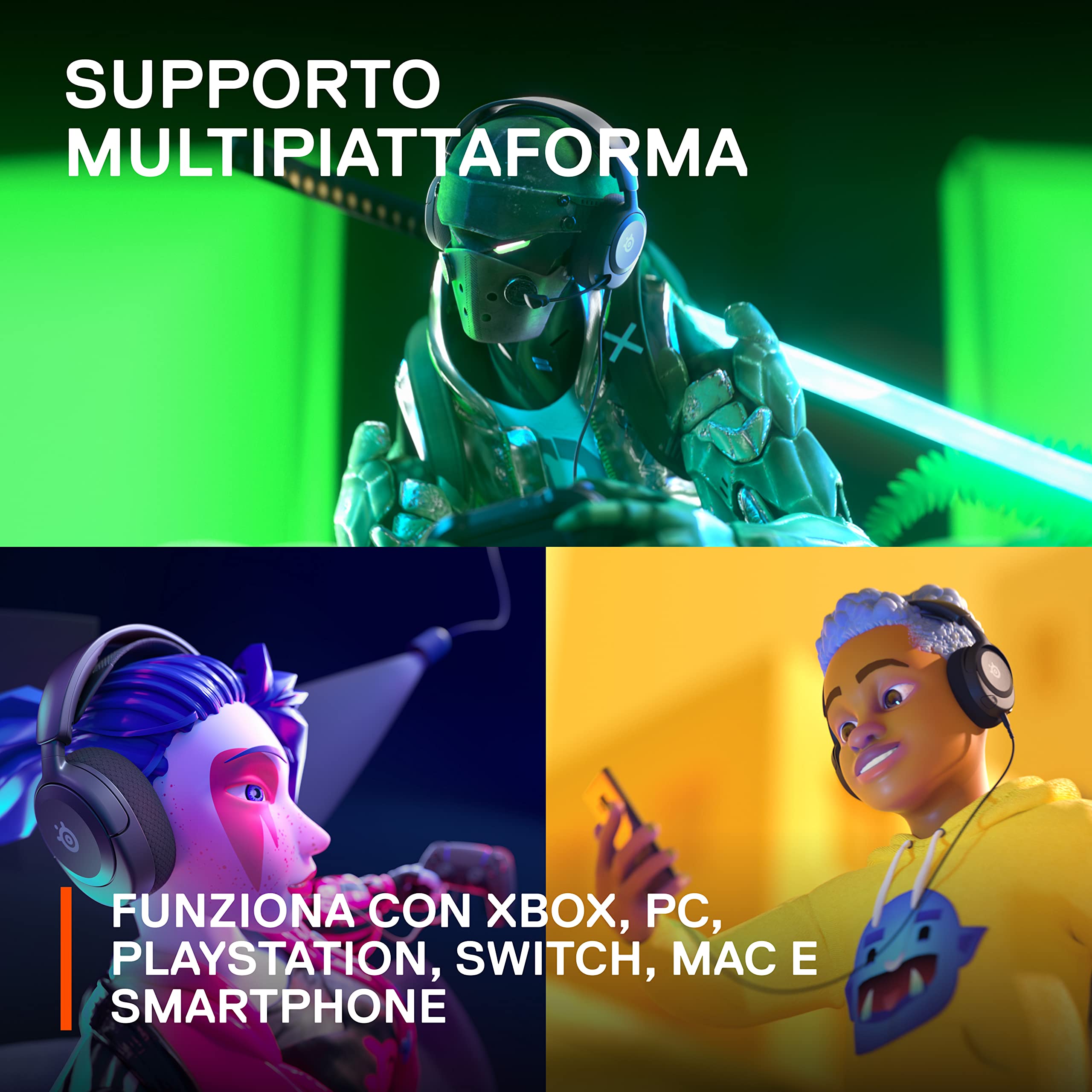 SteelSeries Arctis Nova 1X Cuffie da gaming multisistema Driver Hi-Fi Audio spaziale 360° Memory foam Ultra leggere Xbox PS5 PS4 PC Switch